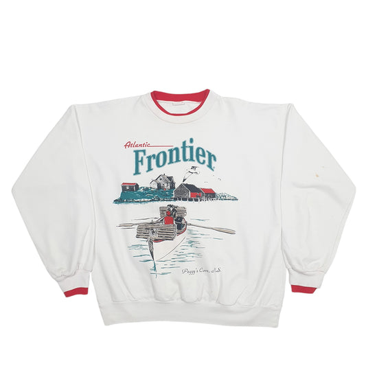 Mens White Canadiana Vintage 1990s Crewneck Jumper