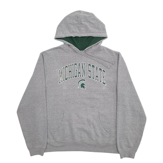 Mens Grey Captivating Apparel Michigan State Spellout Hoodie Jumper