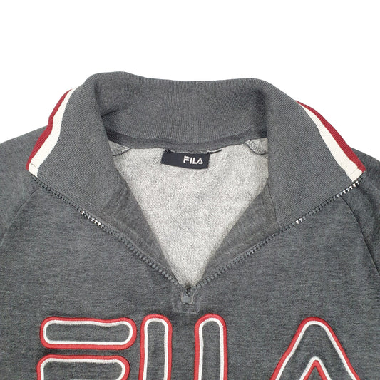 Mens Grey Fila Quarter Zip Jumper