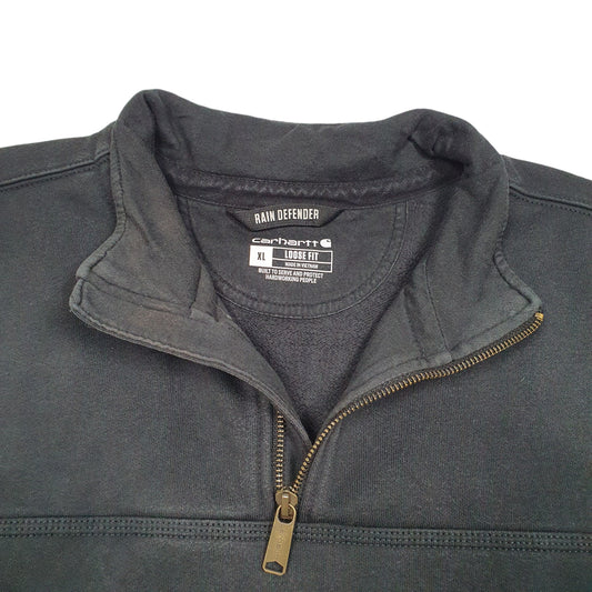 Mens Black Carhartt Workwear Rain Defender Quarter Zip Jumper