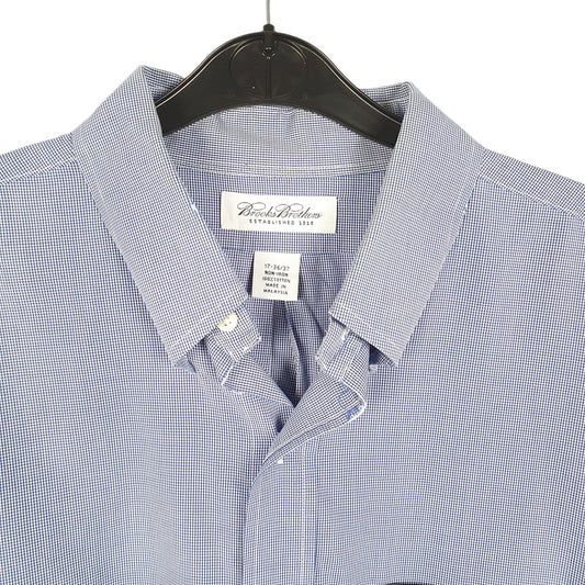 Mens Blue Brooks Brothers Houndstooth Long Sleeve Shirt