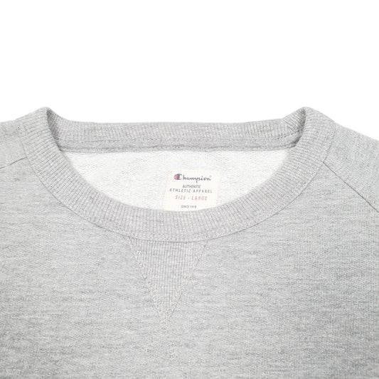 Mens Grey Champion Script Raglan Crewneck Jumper