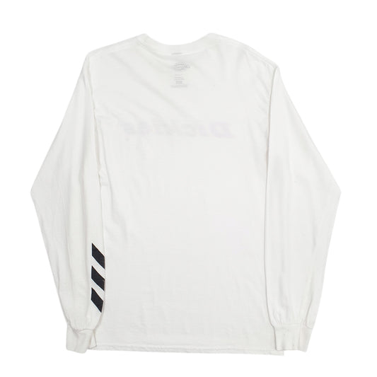 Mens White Dickies Spellout Long Sleeve T Shirt