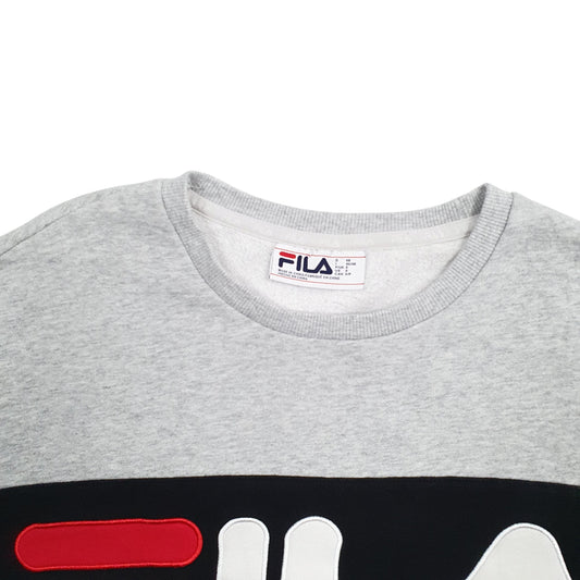 Mens Grey Fila Spellout Crewneck Jumper
