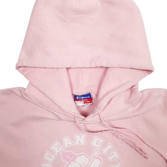 Womens Pink Champion Ocean City New Jersey Spellout Hoodie Jumper