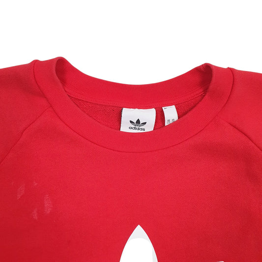 Mens Red Adidas Spellout Crewneck Jumper