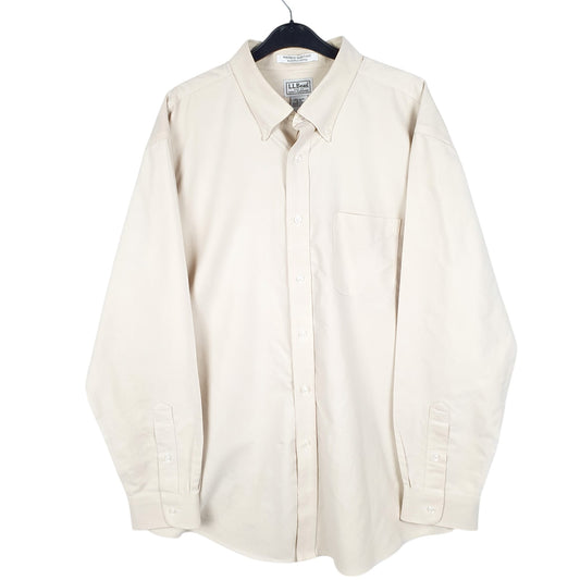 Mens Yellow L.L.Bean Slightly Fitted Oxford Long Sleeve Shirt