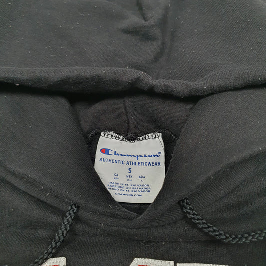 Mens Black Champion Ball State University USA Spellout Hoodie Jumper