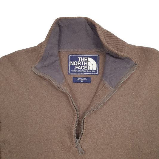 Mens Brown The North Face Quarter Jumper