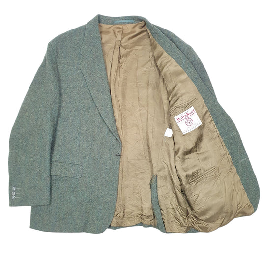 Mens Green Harris Tweed Vintage Made In England Cyrillus Paris Coat