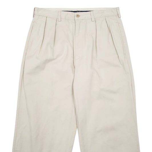 Mens Cream Polo Ralph Lauren Double Pleated Chino Trousers