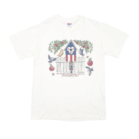 Mens White Hanes Single Stitch Vintage 90s Short Sleeve T Shirt