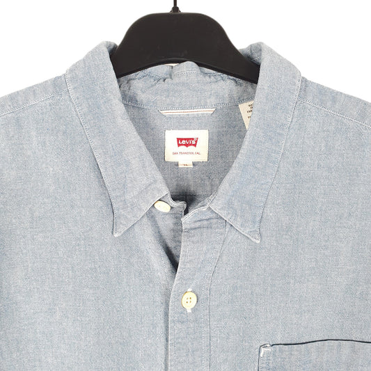 Mens Blue Levis Chambray Oxford Long Sleeve Shirt