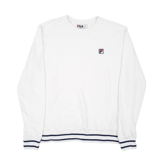Mens White Fila Crewneck Jumper
