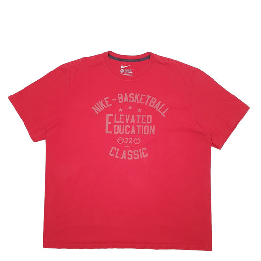 Mens Red Nike Spellout Basketball Short Sleeve T Shirt