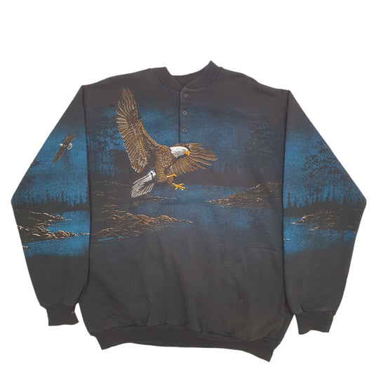 Mens Black Art Unlimited Sportswear Eagle Crewneck Jumper