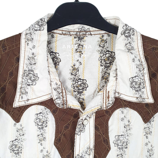 Mens Cream Arizona Jeans Company Floral Western Short Sleeve Shirt