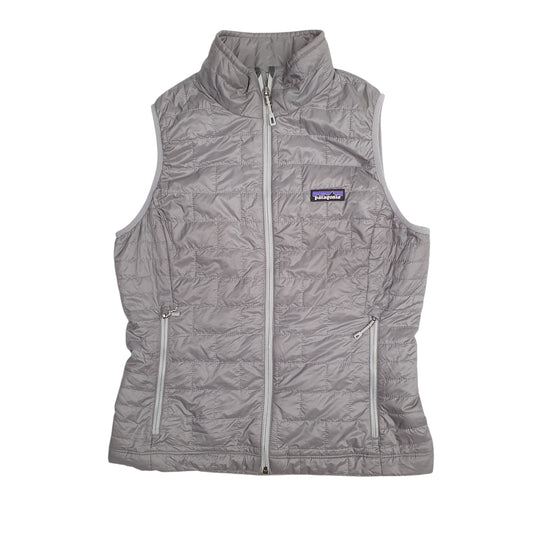 Womens Grey Patagonia Nano Puff Puffer Vest Full Zip Coat