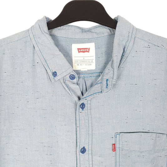 Mens Blue Levis Chambray Work Short Sleeve Shirt