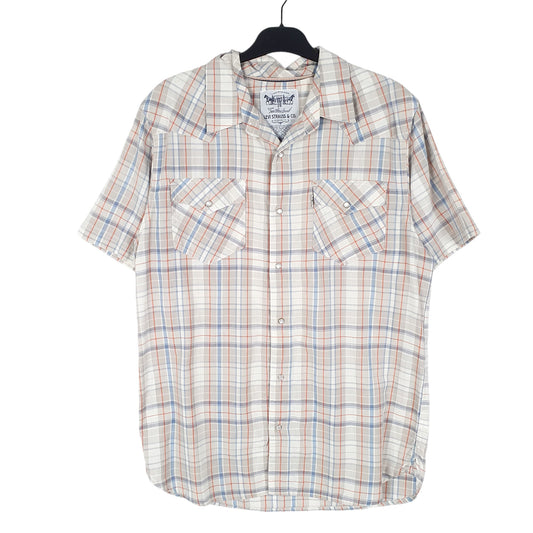 Mens Grey Levis Western Cowboy Pearl Snap Short Sleeve Shirt