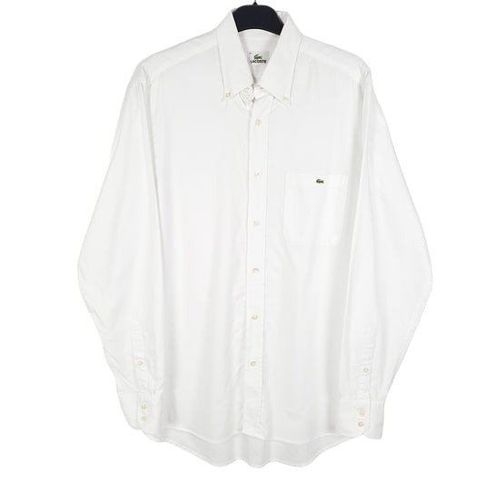 Mens White Lacoste Long Sleeve Shirt