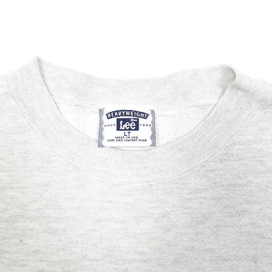 Mens Grey Lee Vintage Heavyweight Made In USA Tall Crewneck Jumper