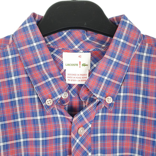 Mens Red Lacoste Long Sleeve Shirt