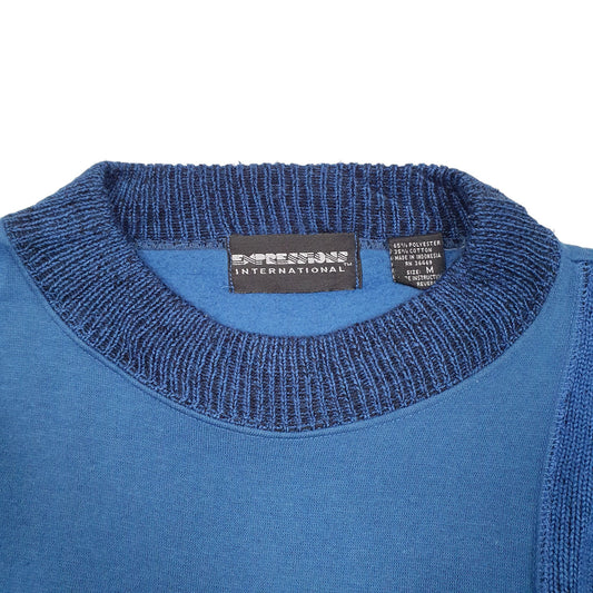 Mens Blue Expressions International Knit Blend Argyle Retro Crewneck Jumper