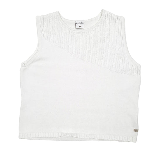 Womens White Columbia Sportswear Knit Tank Top Sweater Vest Crewneck Jumper