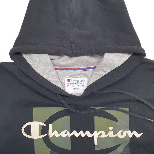 Mens Black Champion Spellout Hoodie Jumper