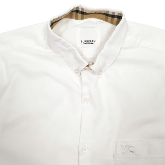 Mens White Burberry Long Sleeve Shirt