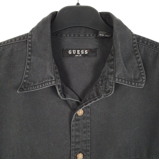 Mens Black Guess Golf Heavy Overshirt Shacket Long Sleeve Shirt