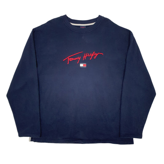 Mens Navy Tommy Hilfiger Spellout Crewneck Jumper