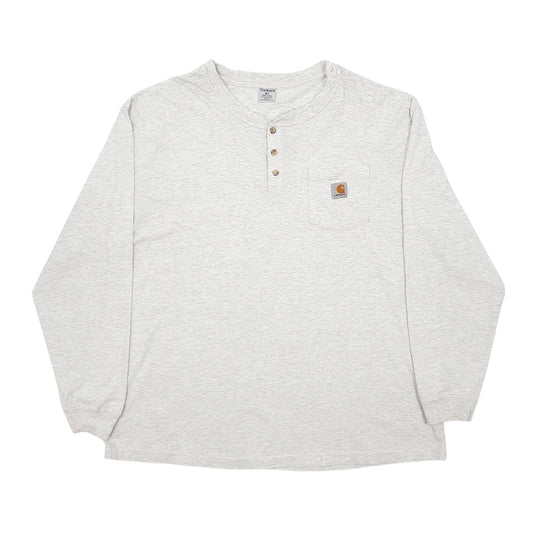 Mens Grey Carhartt Vinatge 00s Henley Long Sleeve T Shirt