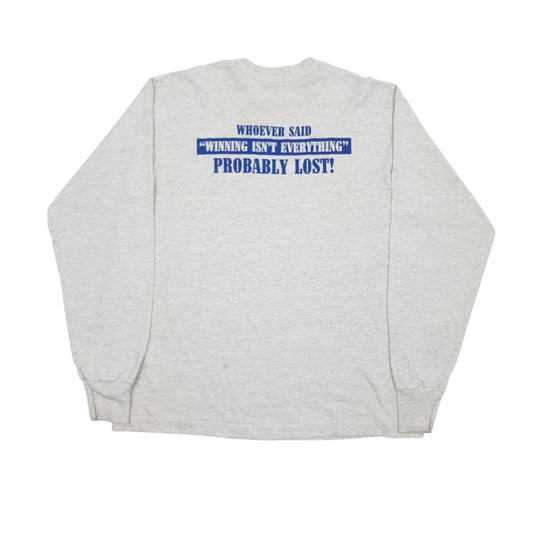 Mens Grey Fruit Of The Loom Single Stitch Vintage 90s Long Sleeve T Shirt