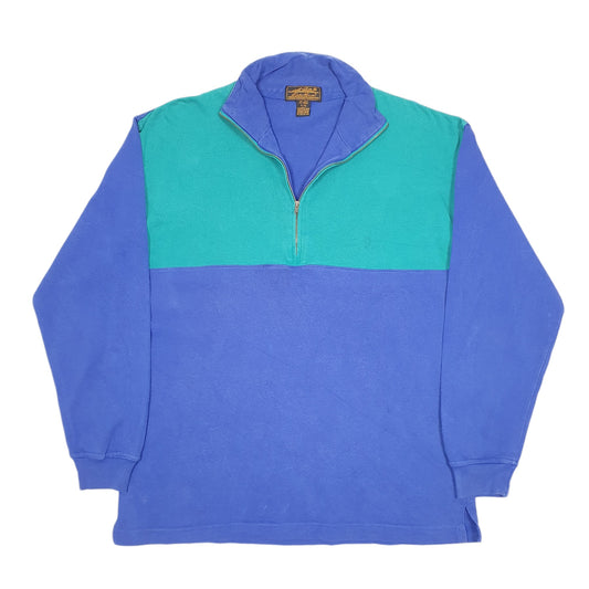Mens Blue Eddie Bauer Vintage Retro Quarter Zip Jumper