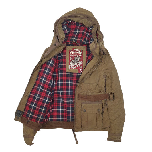 Womens Khaki Super Dry Motorcycle Crewneck Coat