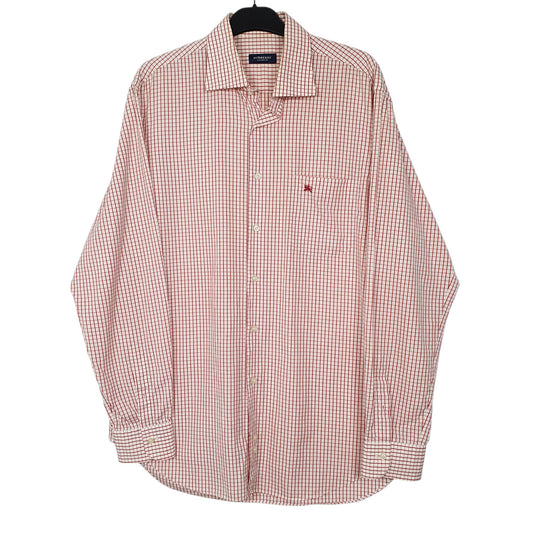 Mens Red Burberry Long Sleeve Shirt