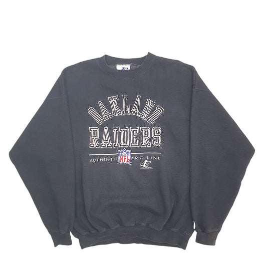 Mens Black Logo Athletic Oakland Raiders NFL Football 90's Vintage Made In USA Crewneck Jumper
