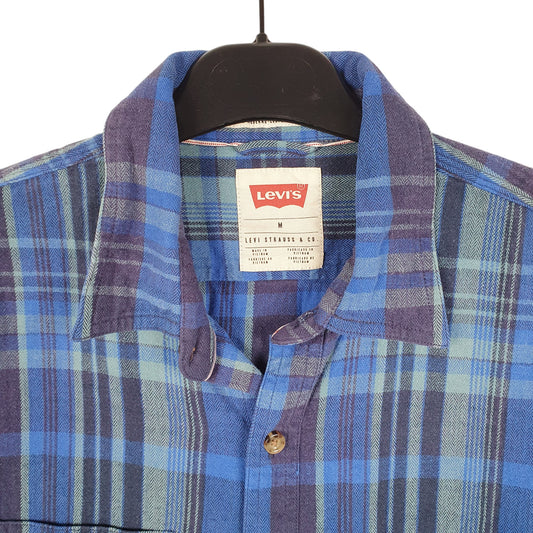 Mens Blue Levis Modern Fit Flannel Long Sleeve Shirt