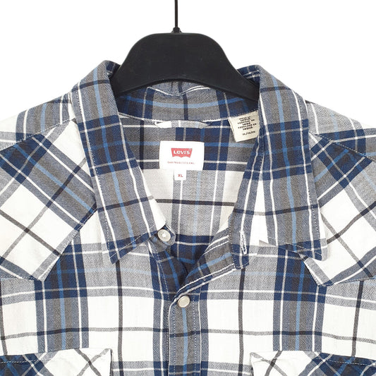 Mens White Levis Western Cowboy Pearl Snap Long Sleeve Shirt