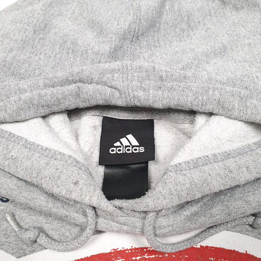 Mens Grey Adidas USA Soccer Team Flag Hoodie Jumper