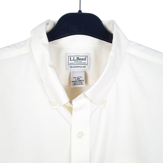 Mens Cream L.L.Bean Short Sleeve Shirt