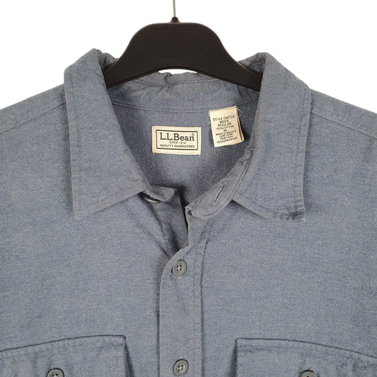 Mens Blue L.L.Bean Chamois Overshirt Shacket Long Sleeve Shirt