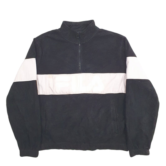 Womens Black Fila Spellout Quarter Zip Jumper