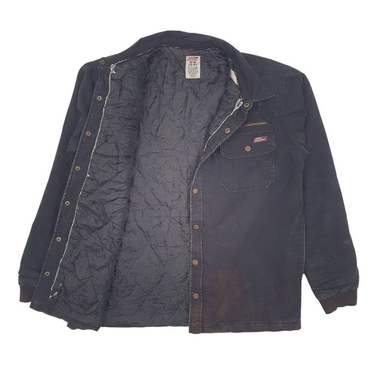 Mens Black Dickies Button Up Full Zip Coat