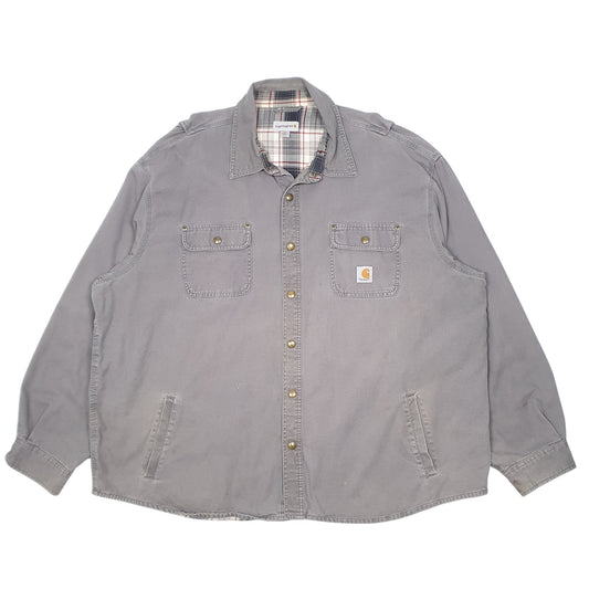 Mens Grey Carhartt Overshirt Shacket Hoodie Coat