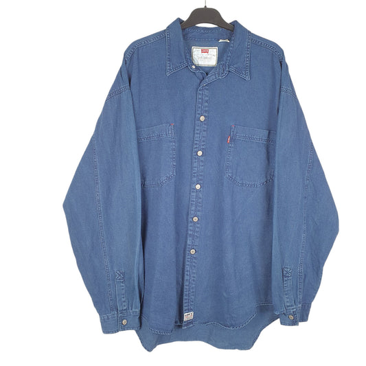Mens Blue Levis Denim Jeans Vintage Red Tab Overshirt Shacket Indigo Long Sleeve Shirt