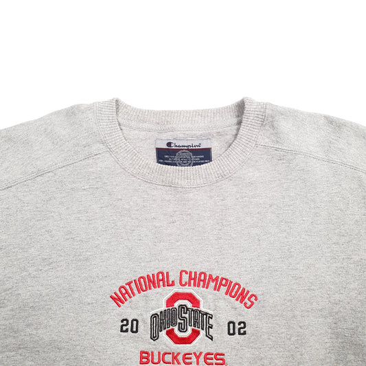 Mens Grey Champion Ohio State Champions 2002 Buckeyes Crewneck Jumper