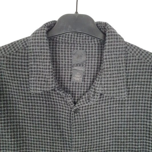 Mens Black H&M Houndstooth Overshirt Flannel Long Sleeve Shirt